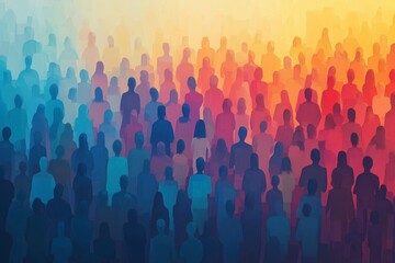 A crowd of people in various shades and shapes, symbolizing diversity and unity