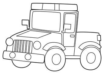 Coloring page off road police car vehicle coloring page isolated illustration for kids