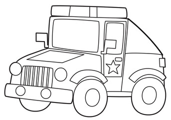 Coloring page off road police car vehicle coloring page isolated illustration for kids