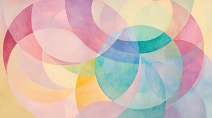 Fototapeta premium Abstract colorful painting with overlapping pastel circles.