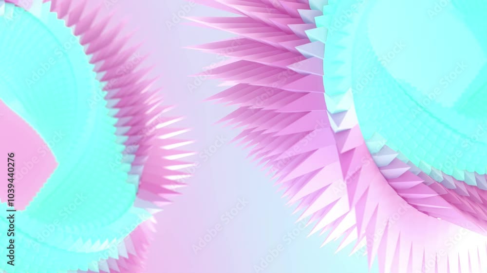 Poster digital seamless loop animation of a spiral figure in the shape of a mebius ring, consisting of many