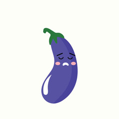 Eggplant emoticon sticker. Adorable cute eggplant mascot character. element stock