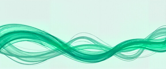 Flowing green abstract waves on light background