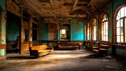 Fototapeta premium Abandoned Building Interior Exploration - Urban Decay Photography