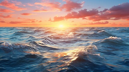 Obraz premium A stunning view of the sea at sunset with a clear blue sky above