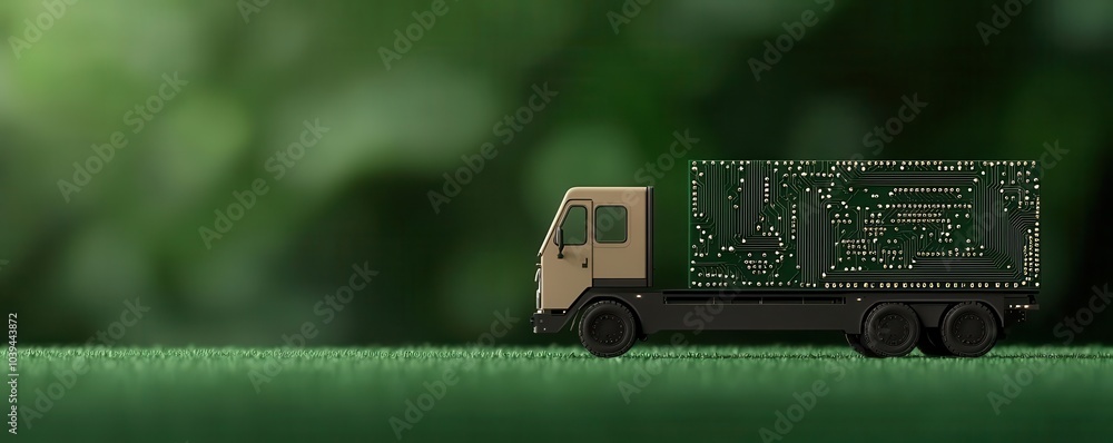 Poster supply chain logistics cart with embedded circuits for real-time tracking and updates, cart circuit,