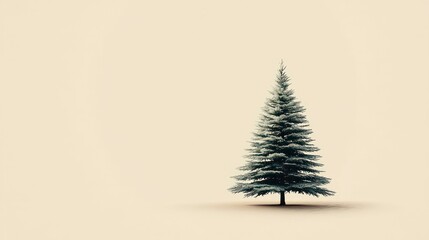 minimalist christmas tree illustration on a beige background