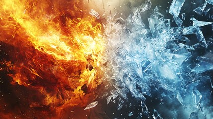 Abstract fiery and icy clash.
