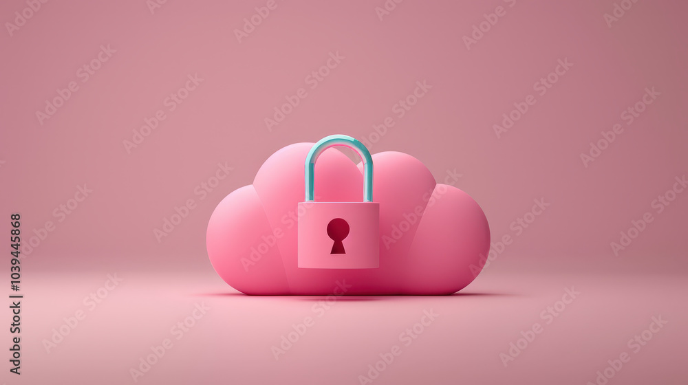 Aufkleber cloud icon with secure padlock symbolizes data protection and privacy in digital world. this conveys