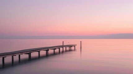 Obraz premium Serene Coastal Scene with Wooden Pier at Dusk