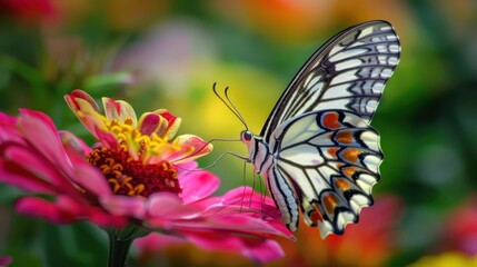 Obraz premium Delicate Butterfly Perched on Vibrant Flower
