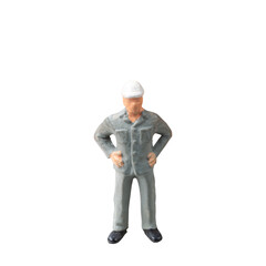 Miniature construction worker  isolate on white background with clipping path