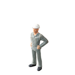 Miniature construction worker  isolate on white background with clipping path