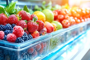 Vibrant Display of Fresh Fruits in a Market Setting