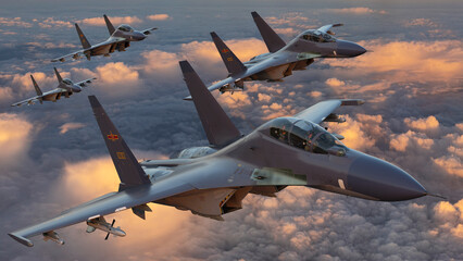 Formation of combat aircraft of the Chinese air force