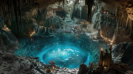 Crystal Clear Water in a Deep Cavern Pool