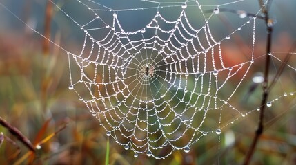 Delicate Spider Web Weaving in Early Morning Light