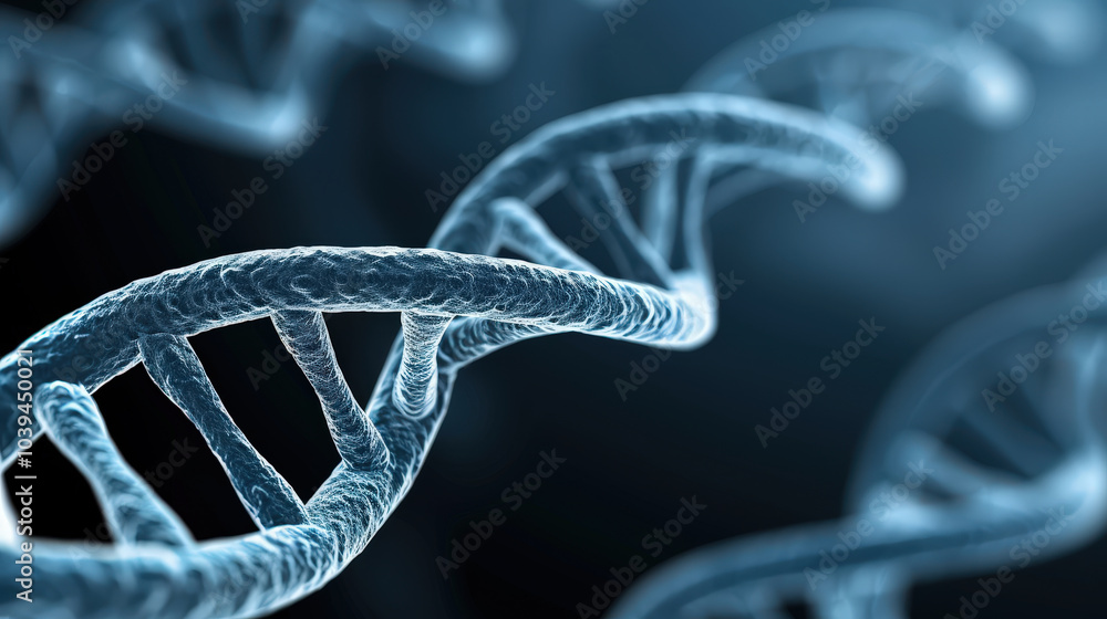 Poster digital representation of dna molecule showcasing its intricate structure and double helix formation