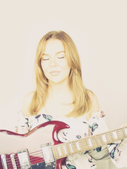 portrait photo of a young european woman with long hair