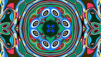 Abstract colorful psychedelic mandala kaleidoscope background pattern for a summer music festival