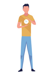 Effective time management. Efficiency work time. Freelance man worker with productivity clock. Time management, control business time or work deadline concept, smart businessman