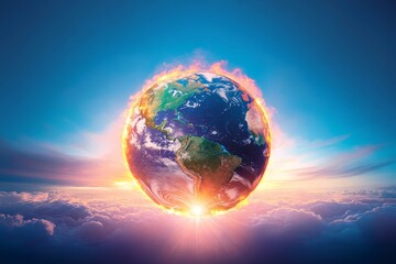 Igniting the World A Pixel Art Vision of Earth at Dawn