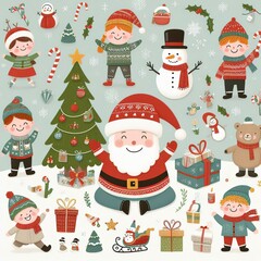 christmas seamless pattern with santa