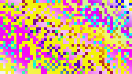 Abstract pixelated interlaced colorful rainbow 8 bit cyber retro game Glitch TV Static pixel Noise texture background. Futuristic glitched cyberpunk, rave 90s, 2000s lo-fi aesthetic. Chiptune design