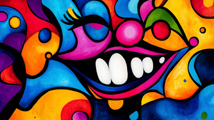 Vibrant and Colorful Abstract Pop Art Background Depicting Joy and Happiness.