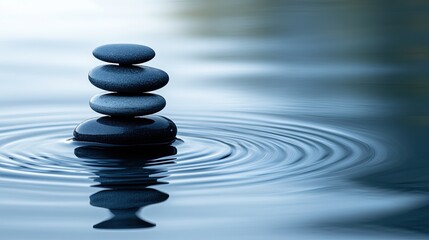 Fototapeta premium Tranquil Stacked Stones on Water Surface