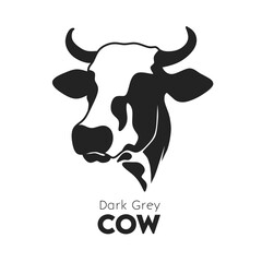 Dark Grey Cow Illustration for farming