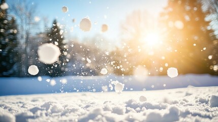 Naklejka premium Snowball Fight in a Winter Wonderland