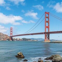 Fototapeta premium The Majestic Golden Gate Bridge in San Francisco, USA, Spanning the Picturesque Waters
