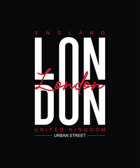 London city typography design, united kingdom brand street wear style graphic tshirt for print 