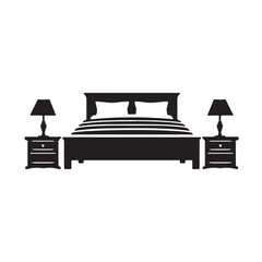 Bed Silhouette Vector Art Minimalist Furniture Design