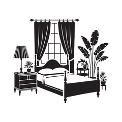 Bed Silhouette Vector Art Minimalist Furniture Design