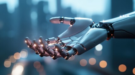 Futuristic robotic hand reaching out