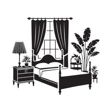 Bed Silhouette Vector Art Minimalist Furniture Design