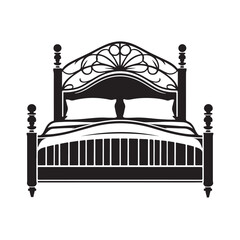 Bed Silhouette Vector Art Minimalist Furniture Design