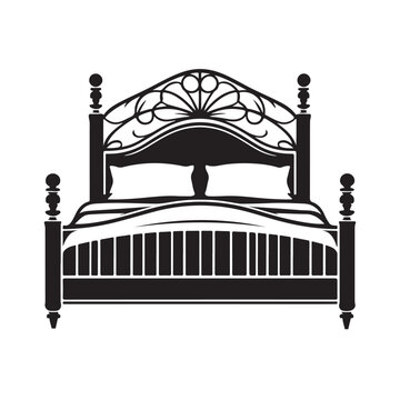 Bed Silhouette Vector Art Minimalist Furniture Design