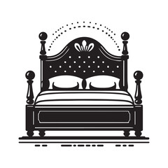 Bed Silhouette Vector Art Minimalist Furniture Design
