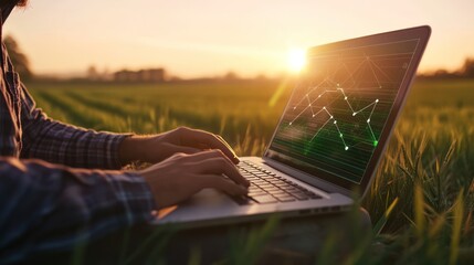 Farmer Using Technology in Field