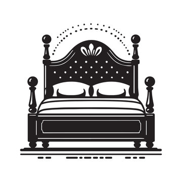 Bed Silhouette Vector Art Minimalist Furniture Design