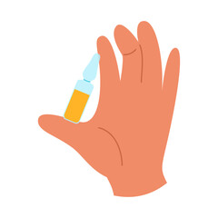 Hand holding a medical ampoule for injection. Health care concept