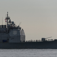 
WARSHIP - American Ticonderoga-class guided missile cruiser at sea 