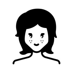 Vector solid black icon for Japanese girl