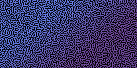 Abstract Reaction-diffusion Turing pattern natural texture blue and purple gradient color scheme. Linear design with biological algorithm psychedelic background. Reaction-diffusion or truing patter