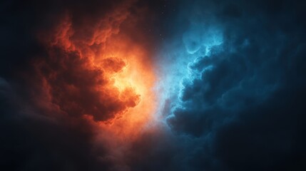 Dramatic storm clouds with fiery and icy hues