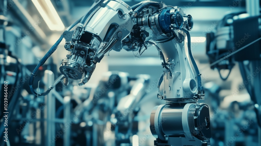 Poster engineers assembling high-tech machinery in clean environment