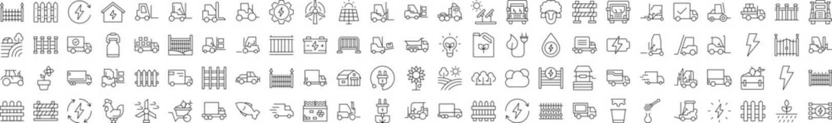 Agriculture Icon Collection. Contains Icons of Tractor, Fence, Farm, Energy that Can Be Used for Design of Cards, Posts, Apps, Web Sites